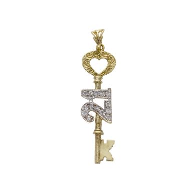 Pre-Owned 9ct Yellow Gold Cubic Zirconia Age 21 Key Pendant