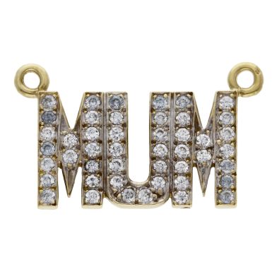 Pre-Owned 9ct Yellow Gold Cubic Zirconia Mum Name Plate