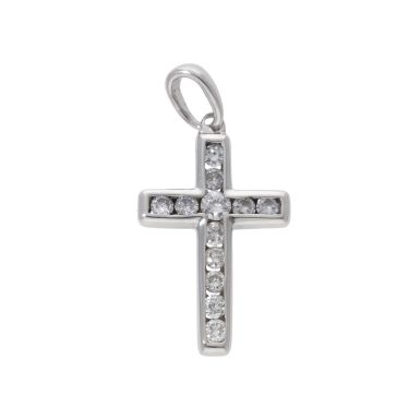 Pre-Owned 9ct White Gold 0.25ct Diamond Cross Pendant