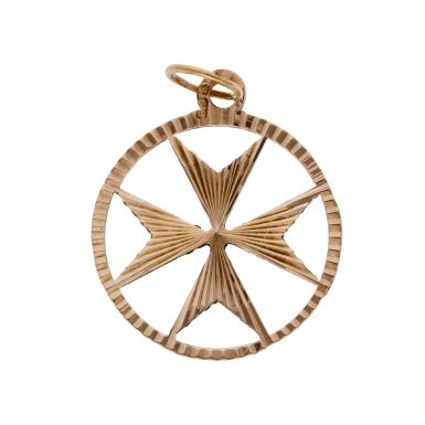 Pre-Owned 9ct Yellow Gold Maltese Cross Circle Pendant