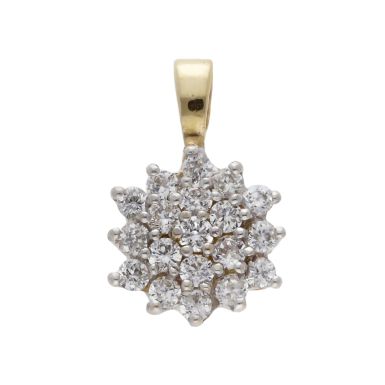 Pre-Owned 9ct Yellow Gold Cubic Zirconia Cluster Pendant
