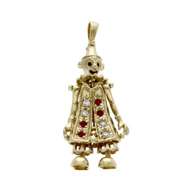 Pre-Owned 9ct Yellow Gold Gemstone Set Clown Pendant