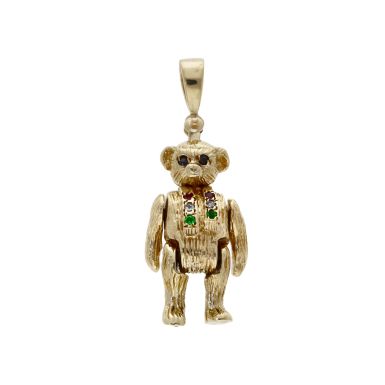Pre-Owned 9ct Yellow Gold Gemstone Set Teddy Bear Pendant
