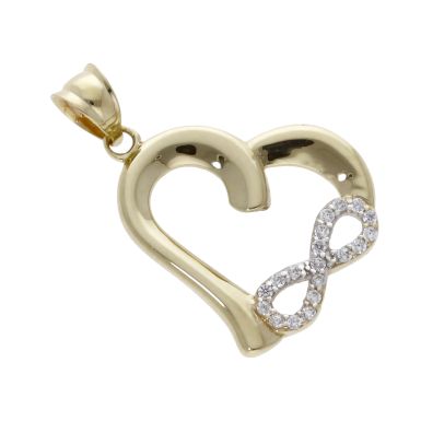 Pre-Owned 9ct Yellow Gold Cubic Zirconia Infinity Heart Pendant