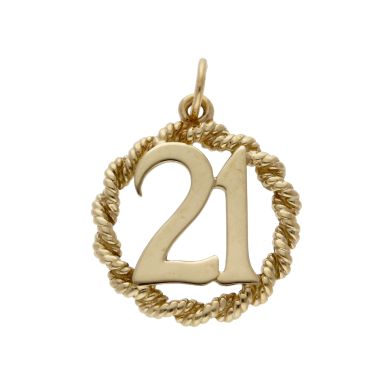 Pre-Owned 9ct Yellow Gold Rope Edged Age 21 Circle Pendant