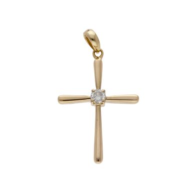Pre-Owned 9ct Yellow Gold 0.25ct Diamond Set Cross Pendant
