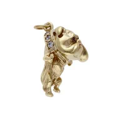 Pre-Owned 9ct Yellow Gold Gemstone Set Bulldog Pendant