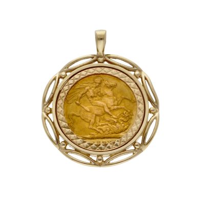 Pre-Owned 1898 Full Sovereign Coin In 9ct Gold Pendant Mount