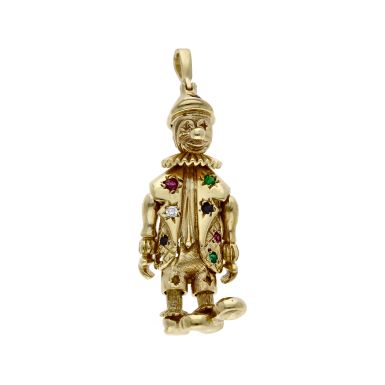 Pre-Owned 9ct Yellow Gold Gemstone Set Clown Pendant