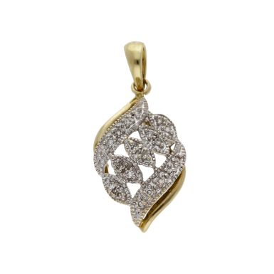 Pre-Owned 9ct Yellow Gold Diamond Set Wave Pendant