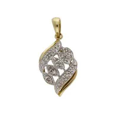 Pre-Owned 9ct Yellow Gold Diamond Set Wave Pendant