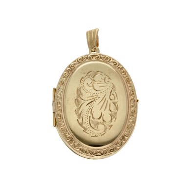 Pre-Owned 9ct Yellow Gold Patterned Oval Locket Pendant