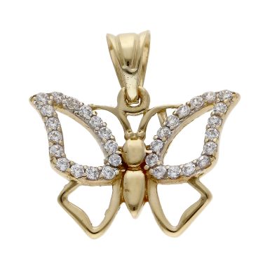 Pre-Owned 14ct Yellow Gold Cubic Zirconia Set Butterfly Pendant