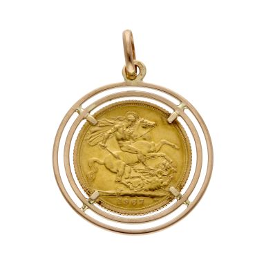Pre-Owned 1967 Full Sovereign Coin In 9ct Gold Pendant Mount