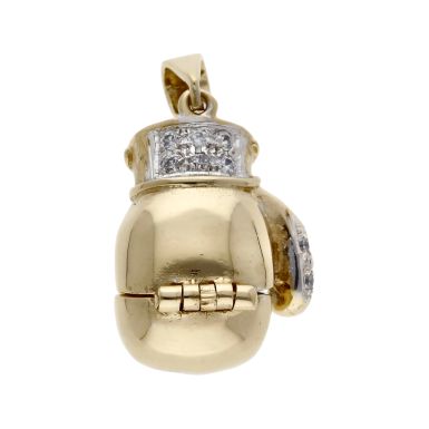 Pre-Owned 9ct Cubic Zirconia Set Opening Boxing Glove Pendant