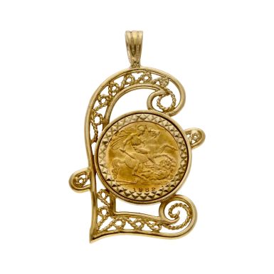 Pre-Owned 1982 Half Sovereign Coin In 9ct £ Sign Pendant Mount