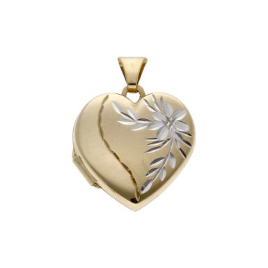 Pre-Owned 9ct Yellow & White Gold Heart Locket Pendant