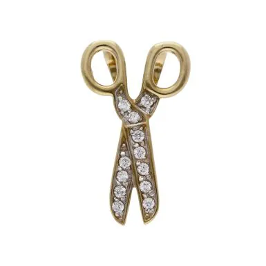 Pre-Owned 9ct Yellow Gold Cubic Zirconia Set Scissors Pendant