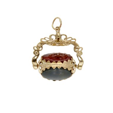 Pre-Owned 9ct Yellow Gold Gemstone Set Spinning Fob Pendant
