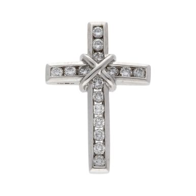 Pre-Owned 9ct White Gold 0.50ct Diamond Cross Pendant