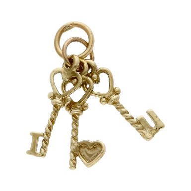 Pre-Owned 9ct Yellow Gold 'I Love U' Keys Charm