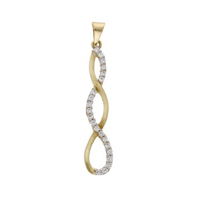Pre-Owned 9ct Yellow Gold Cubic Zirconia Infinity Wave Pendant