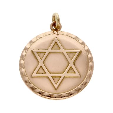 Pre-Owned 9ct Rose Gold Double Side Star Of David Israel Pendant