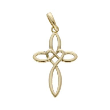 Pre-Owned 9ct Yellow Gold Celtic Style Heart Cross Pendant