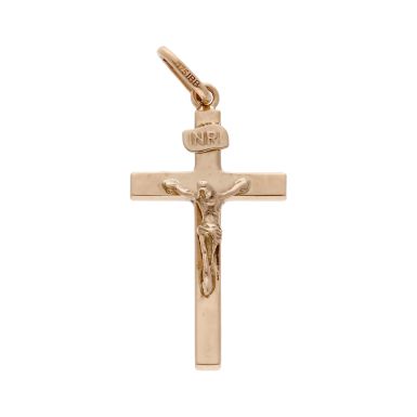 Pre-Owned 9ct Yellow Gold Solid Curcifix Pendant