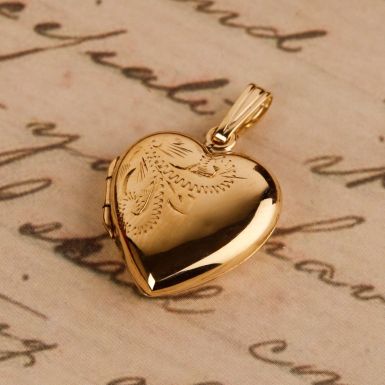 Pre-Owned Vinatage 1965 9ct Yellow Patterned Locket Pendant