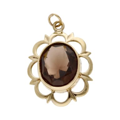 Pre-Owned Vintage 1978 9ct Yellow Gold Smokey Quartz Pendant