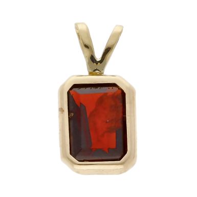 Pre-Owned 9ct Yellow Gold Small Garnet Pendant