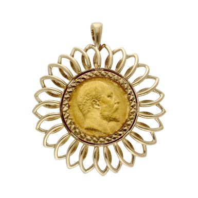 Pre-Owned 1910 Full Sovereign Coin In 9ct Gold Pendant Mount