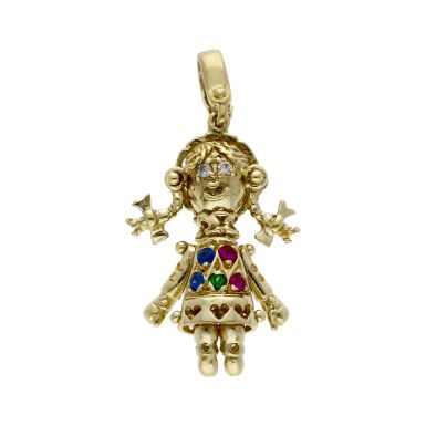 Pre-Owned 9ct Yellow Gold Stone Set Ragdoll Pendant