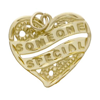 Pre-Owned 9ct Yellow Gold 'Someone Special' Heart Charm Pendant