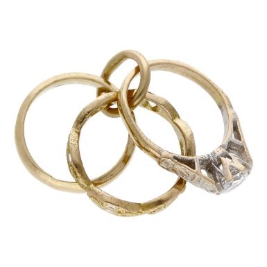 Pre-Owned Vintage 1964 9ct Gold Bridal Ring Set Charm