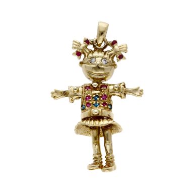 Pre-Owned 9ct Yellow Gold Gemstone Set Doll Pendant