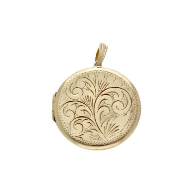 Pre-Owned Vintage 1970 9ct Gold Patterned Round Locket Pendant