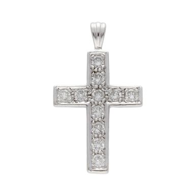 Pre-Owned 18ct White Gold Diamond Set Cross Pendant