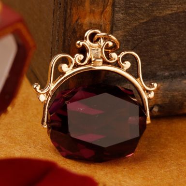 Pre-Owned Vintage 1969 9ct Gold Amethyst Fob Pendant