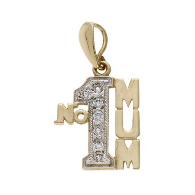 Pre-Owned 9ct Yellow Gold Stone Set No.1 Mum Pendant