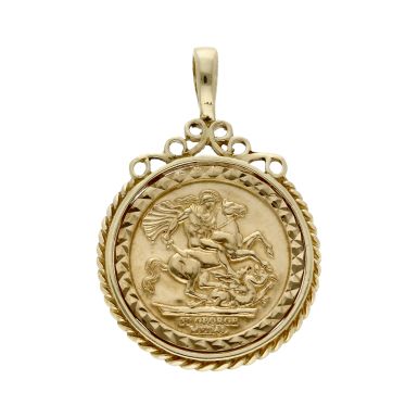 Pre-Owned 9ct Yellow Gold George & Dragon Coin Style Pendant