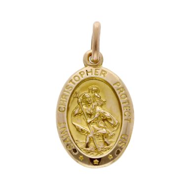 Pre-Owned 9ct Yellow Gold Oval St Christopher Pendant