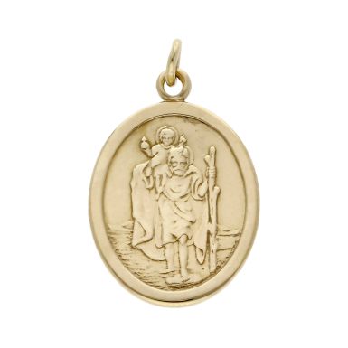 Pre-Owned 9ct Yellow Gold Oval St Christopher Pendant