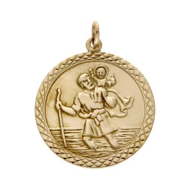 Pre-Owned Vintage 1979 9ct Gold Round St. Christopher Pendant