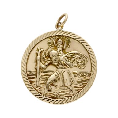 Pre-Owned Vintage 1984 9ct Gold Round St.Christopher Pendant