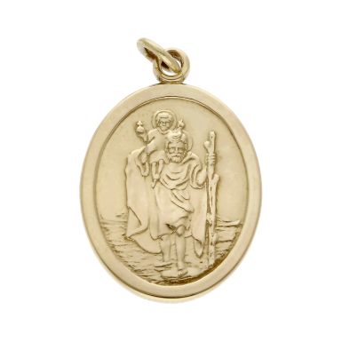 Pre-Owned 9ct Yellow Gold Oval St.Christopher Pendant