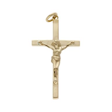 Pre-Owned 9ct Yellow Gold Block Crucifix Pendant