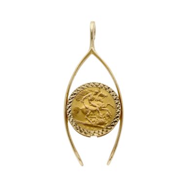 Pre-Owned 1896 Half Sovereign Coin In 9ct Gold Pendant Mount