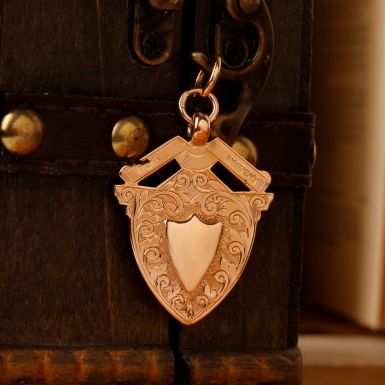 Pre-Owned Vintage Rose Gold Shield Fob Pendant